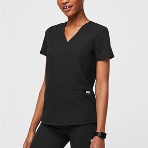 Figs Black Casma Three Pocket Scrub Top